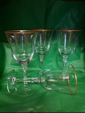 Fostoria Golden Belle Water/Wine Goblets Set Off 4....B30